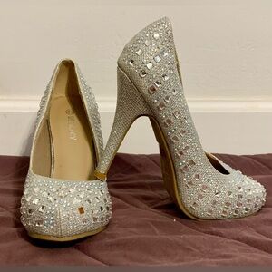 High Heels rhinestone 4 inch wedding shoes graduation engagement shower party